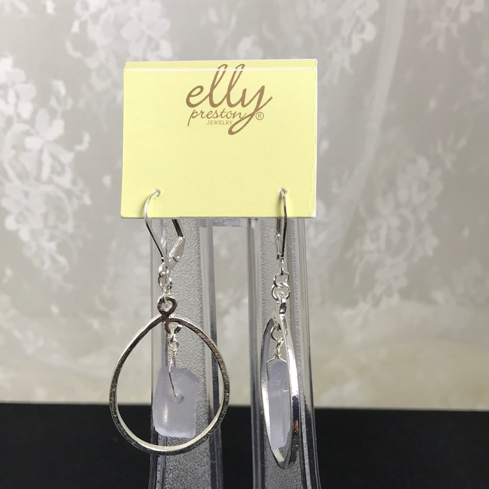 Elly Preston Pale Blue Sea Glass Pierced Earrings